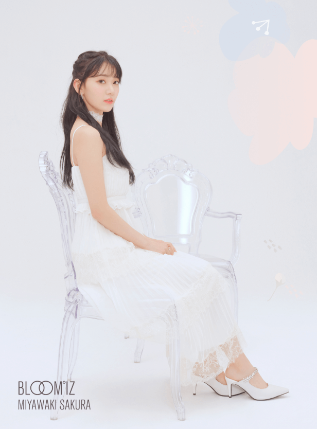フルアルバムBLOOM IZで韓国でカムバックした白いドレスを着たizone宮脇咲良写真